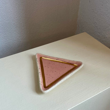 Peach + Gold Triangle Ring Dish