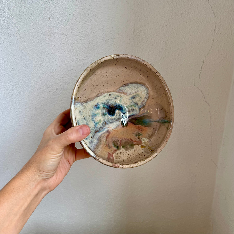 Speckled Neutrals Bowl with Turquoise