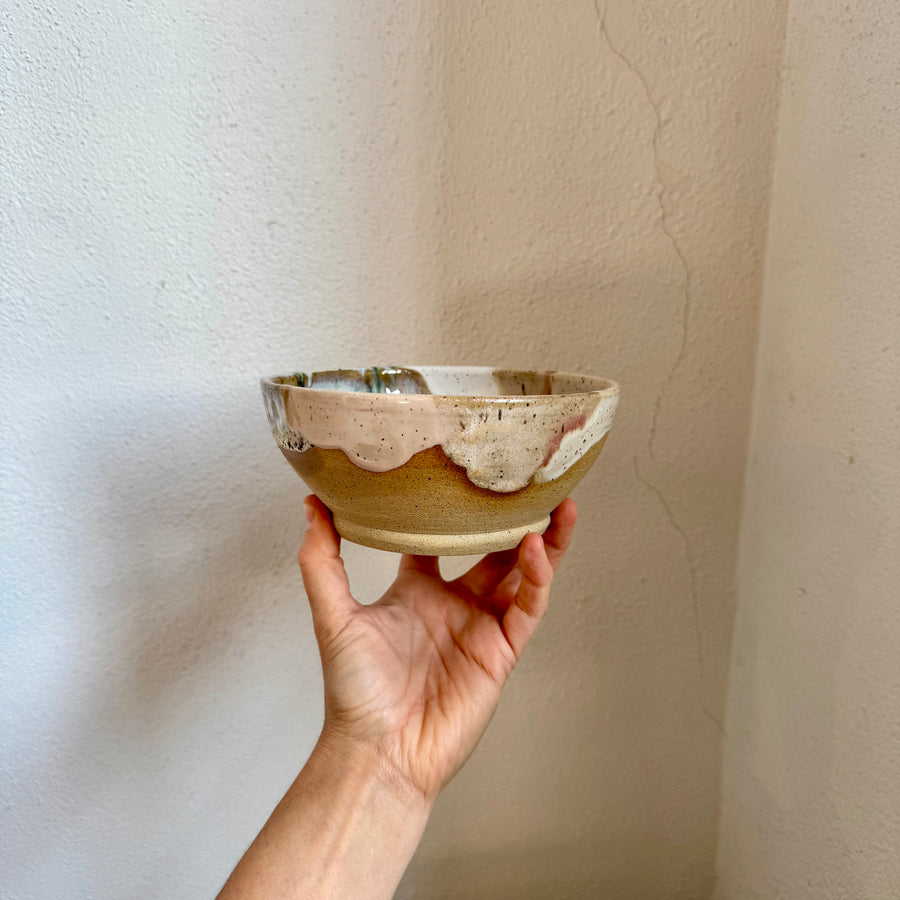 Speckled Neutrals Bowl with Turquoise