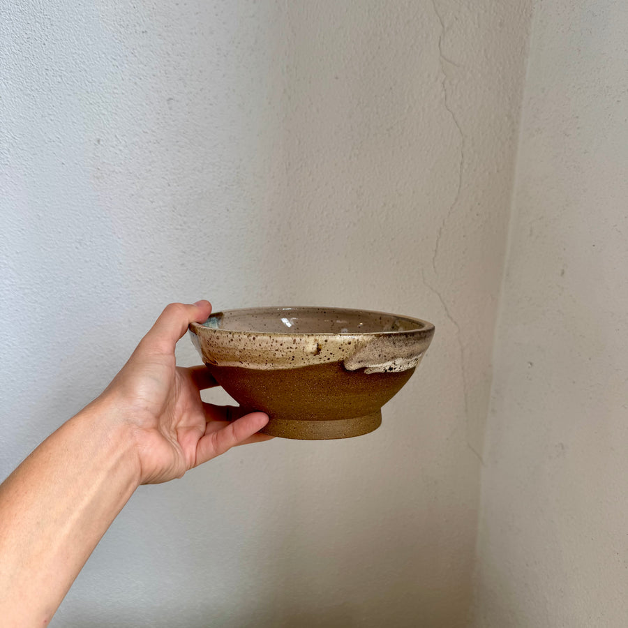 Speckled Neutrals Bowl with Turquoise