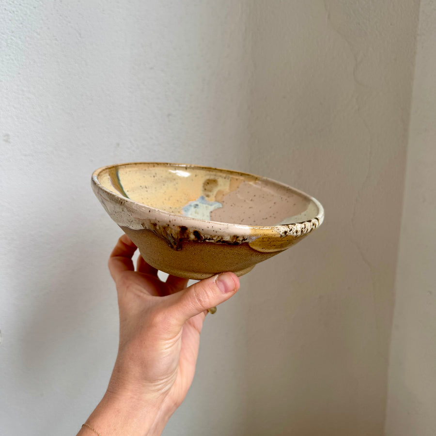 Speckled Neutrals Bowl with Turquoise