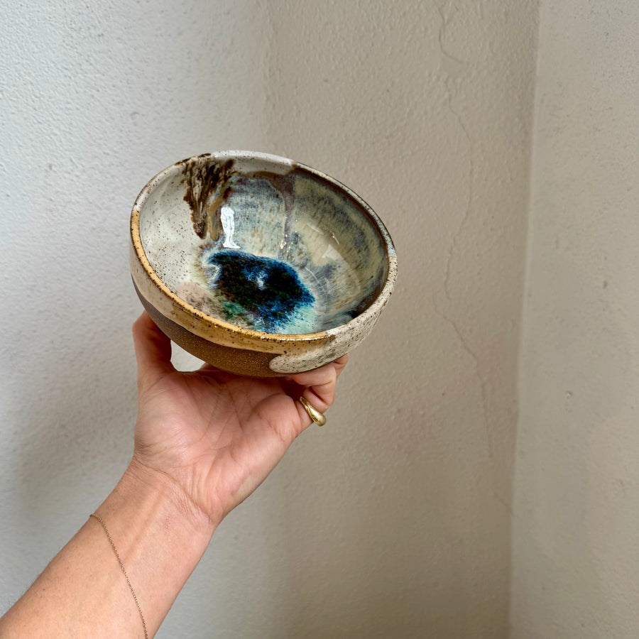 Speckled Neutrals Bowl with Blue