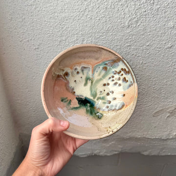 Speckled Neutrals Bowl with Turquoise