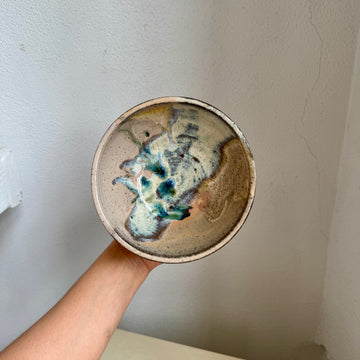 Speckled Neutrals Bowl with Turquoise