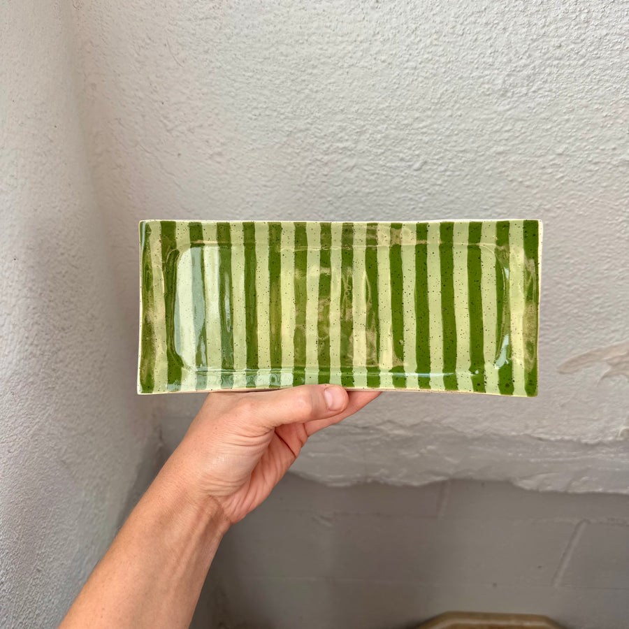Green Stripe Vanity Tray