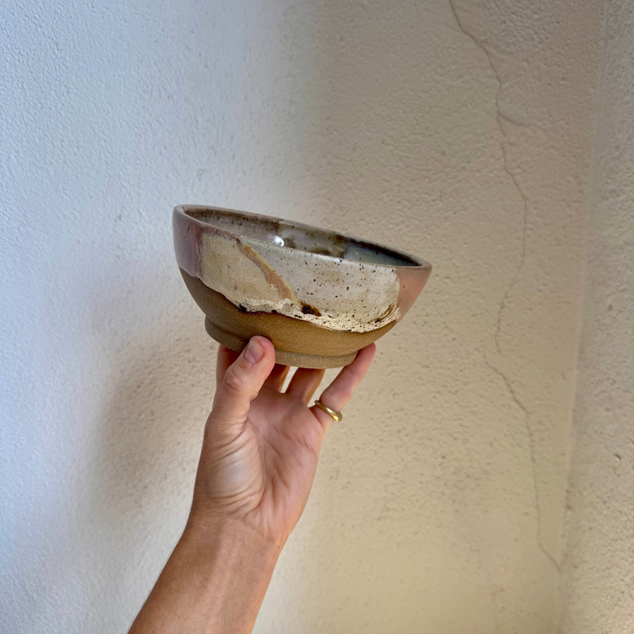 Speckled Neutrals Bowl with Turquoise