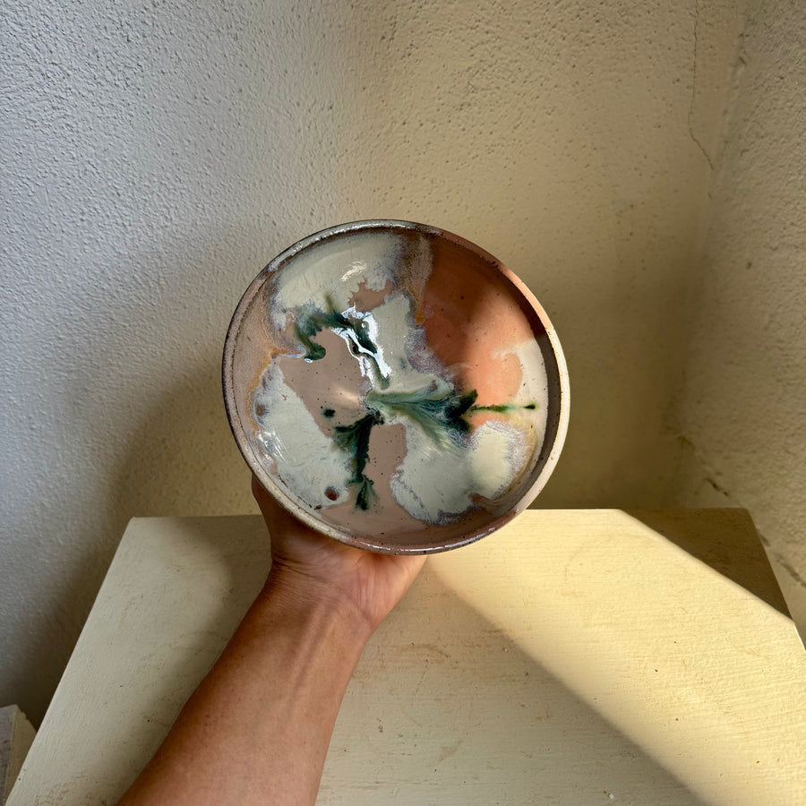 Speckled Neutrals Bowl with Turquoise