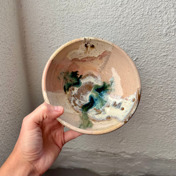 Speckled Neutrals Bowl with Turquoise