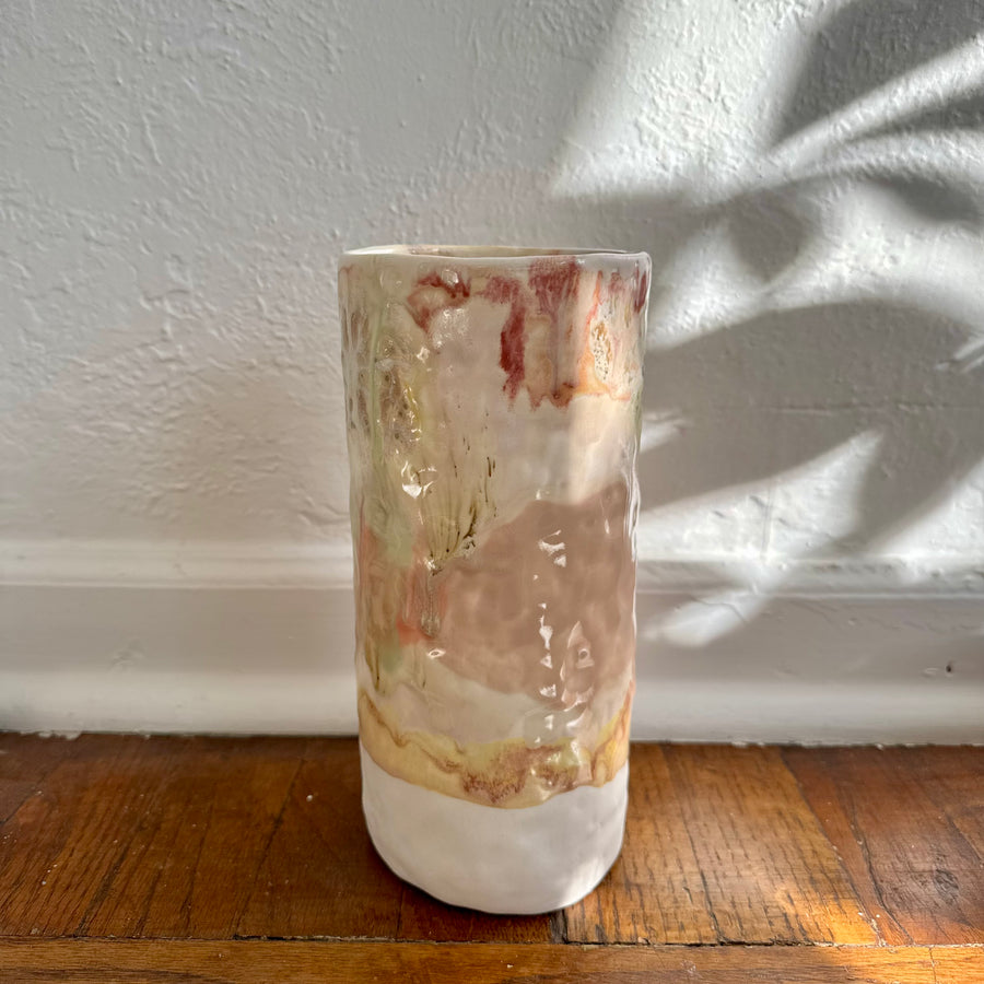 Multi Pink Speckled Cylinder Vase