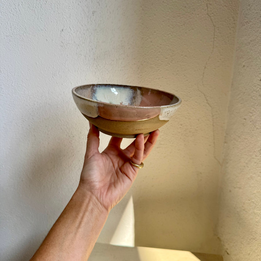 Speckled Neutrals Bowl with Turquoise