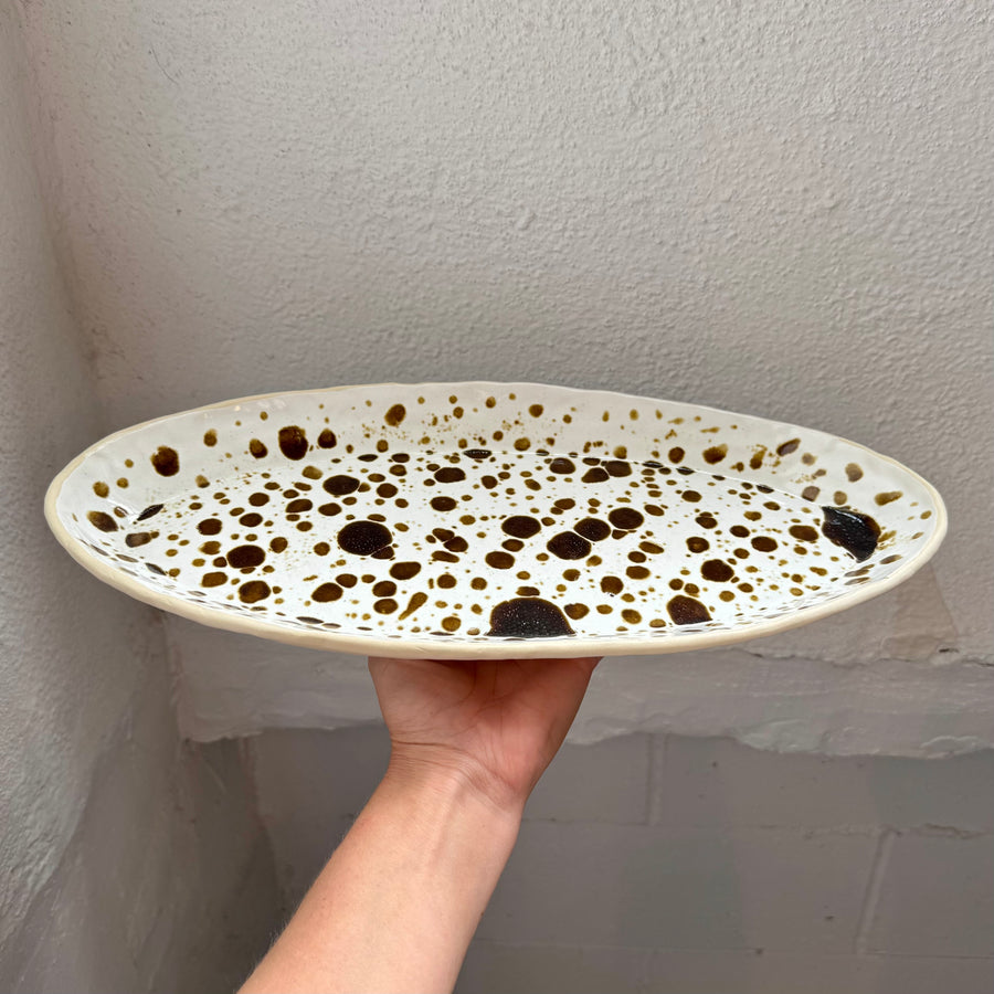 Amber Splatter Oval Platter