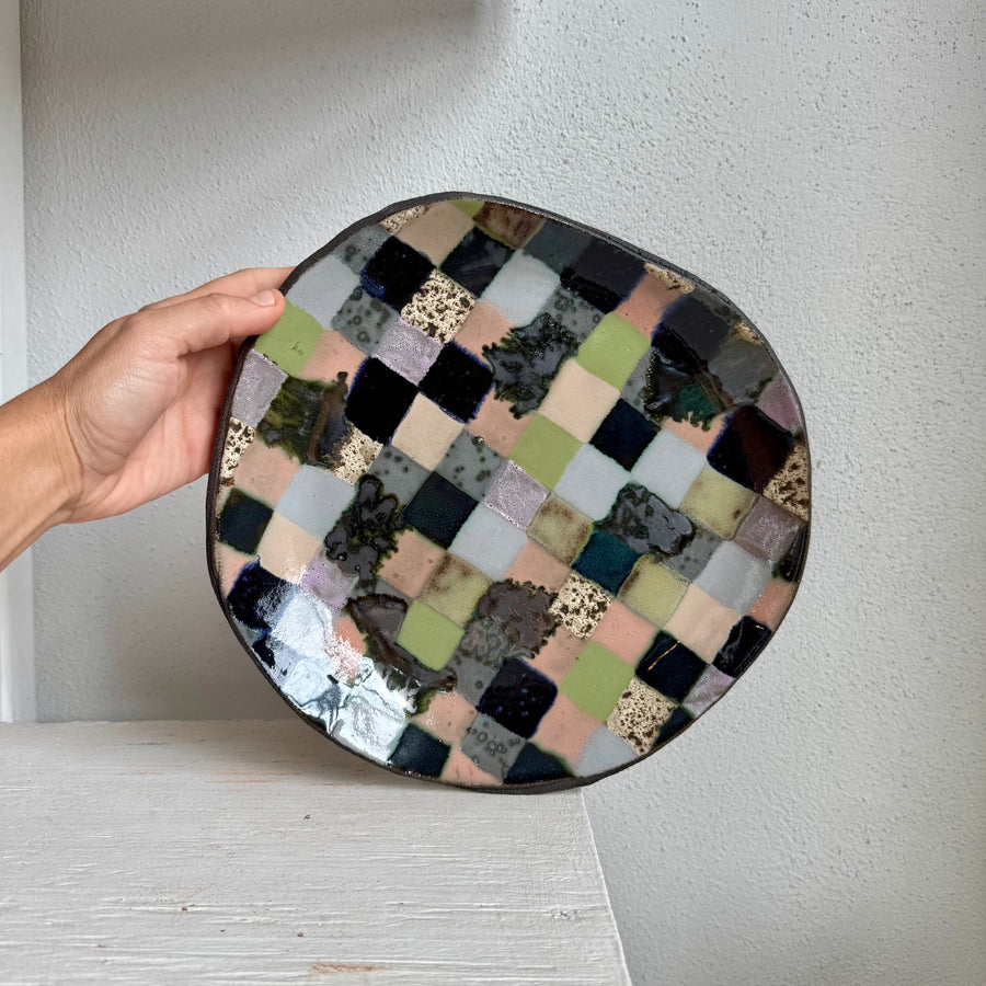 Colorful Checkered Circular Plate