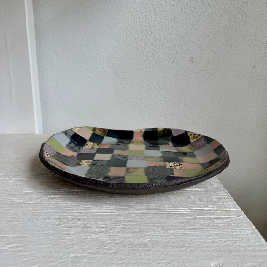 Colorful Checkered Circular Plate