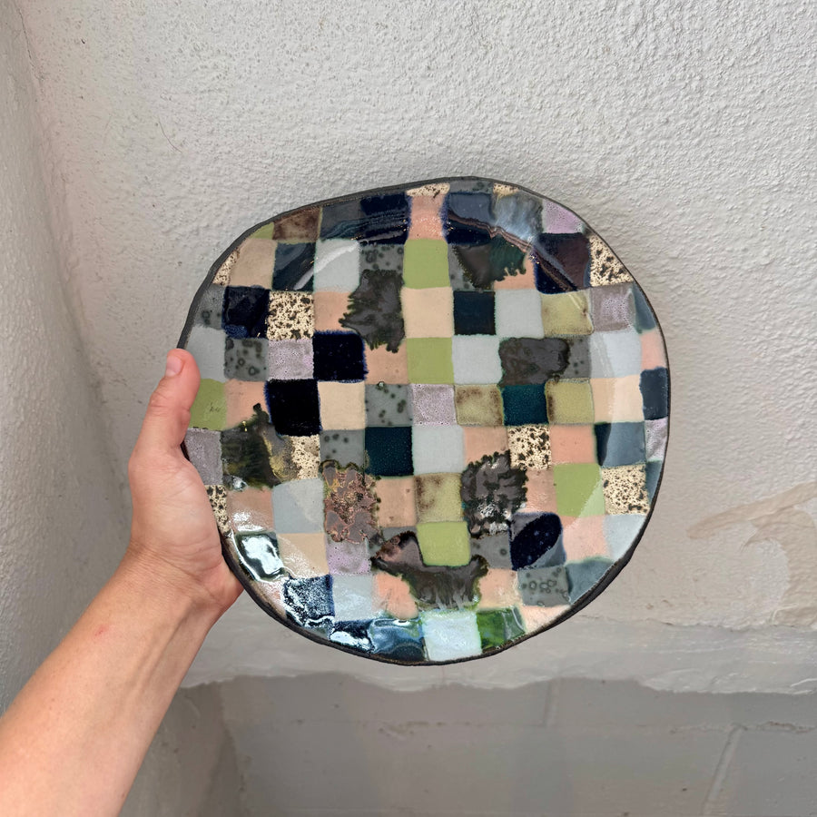 Colorful Checkered Circular Plate