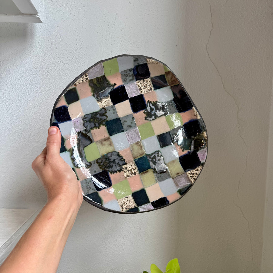 Colorful Checkered Circular Plate