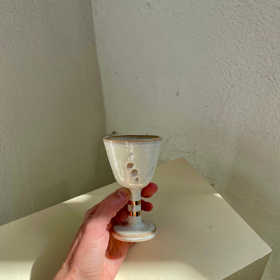 Small Cream + Gold Wine Cup