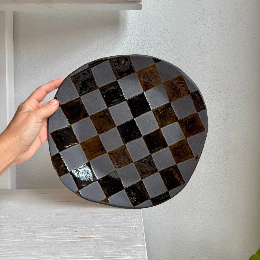 Emerald Checkered Circular Plate