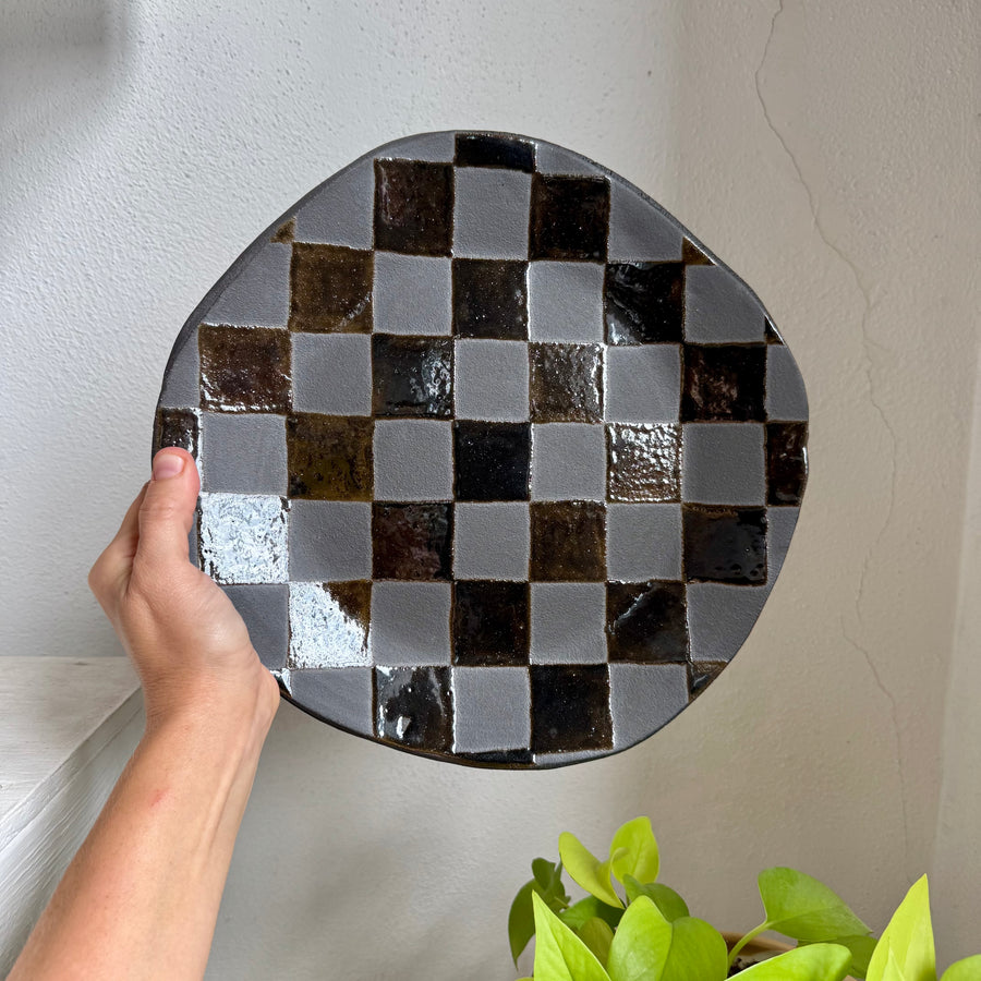Emerald Checkered Circular Plate