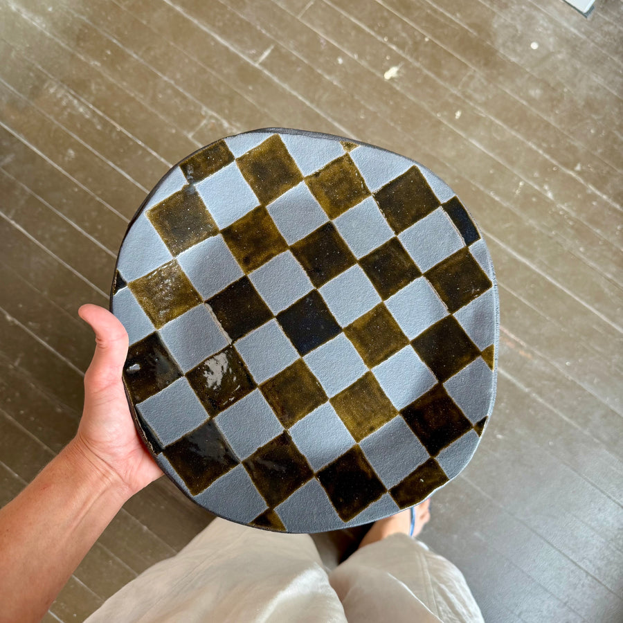 Emerald Checkered Circular Plate