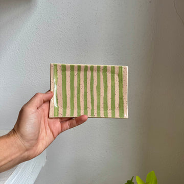 Green and Pink Stripe Mini Vanity Tray