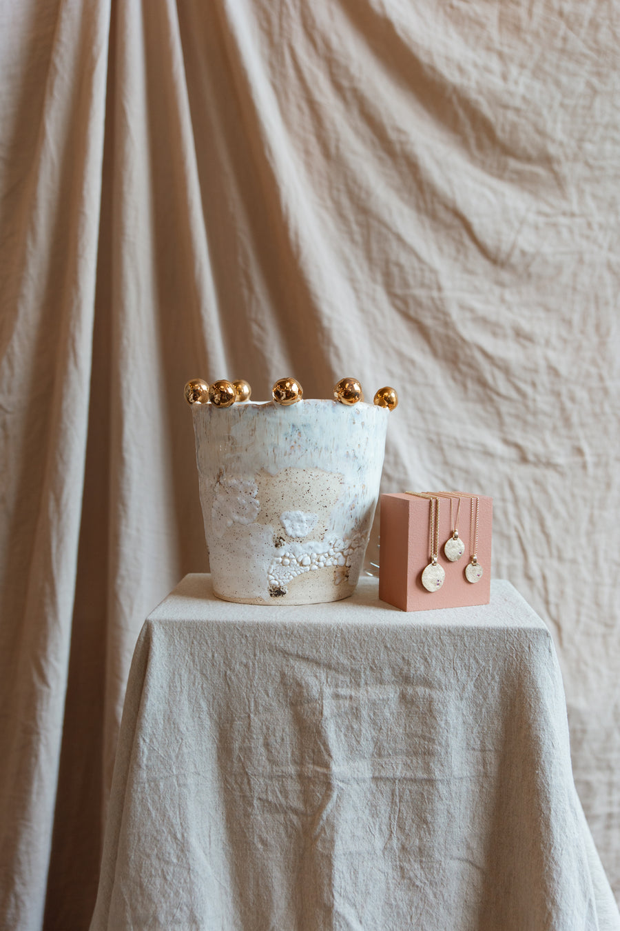 Oval Vase with Adorned Rim
