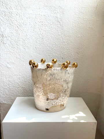 Oval Vase with Adorned Rim