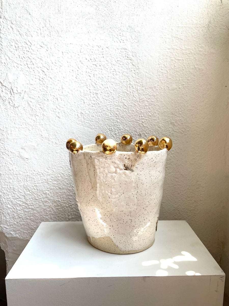 Oval Vase with Adorned Rim