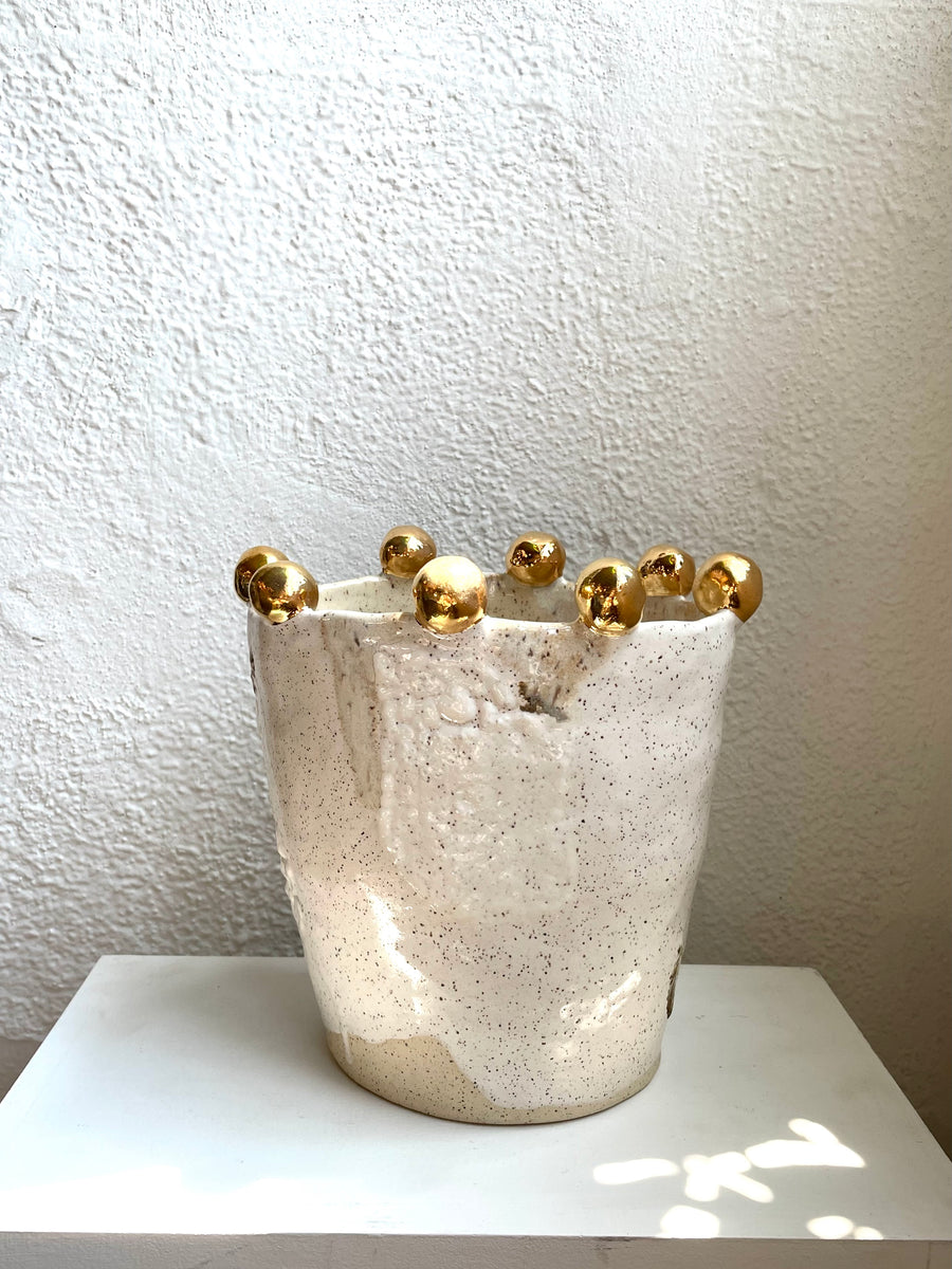 Oval Vase with Adorned Rim