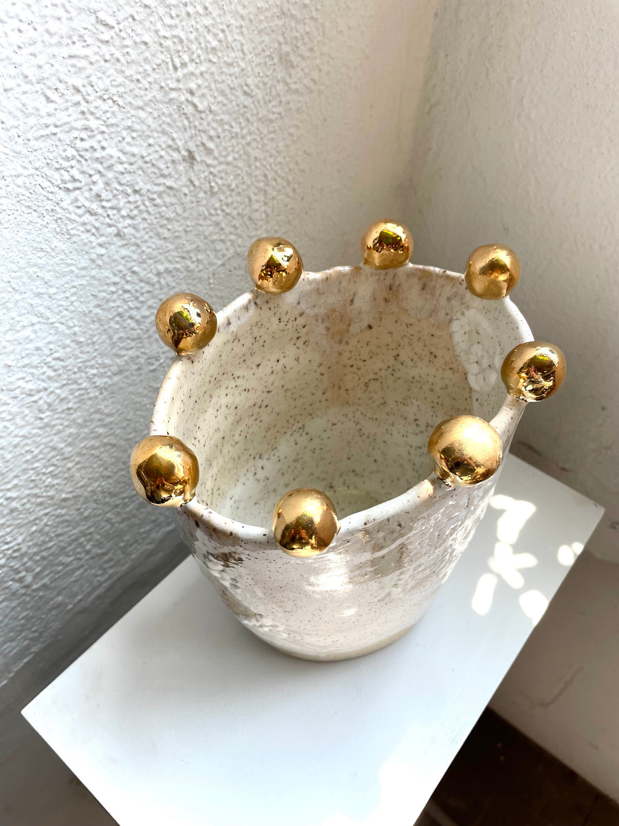 Oval Vase with Adorned Rim
