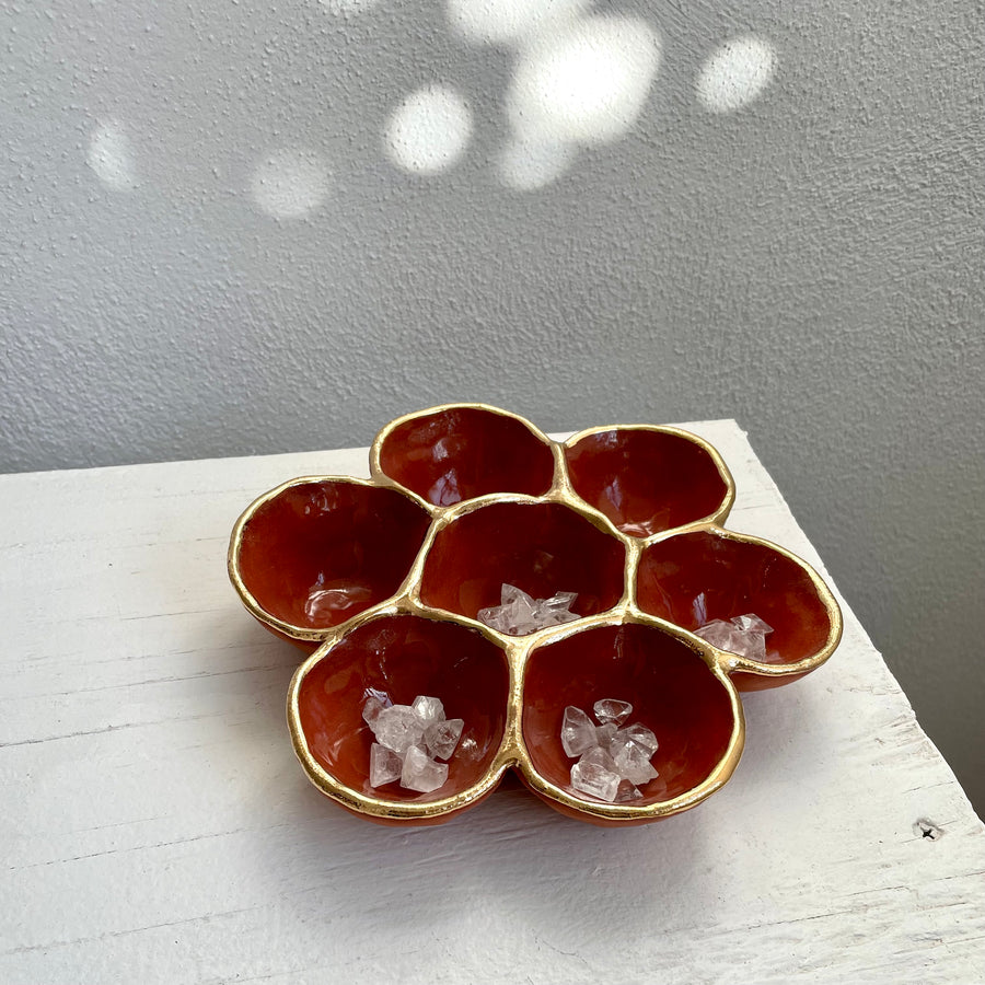 Seven Section Terracotta Dish + Gold