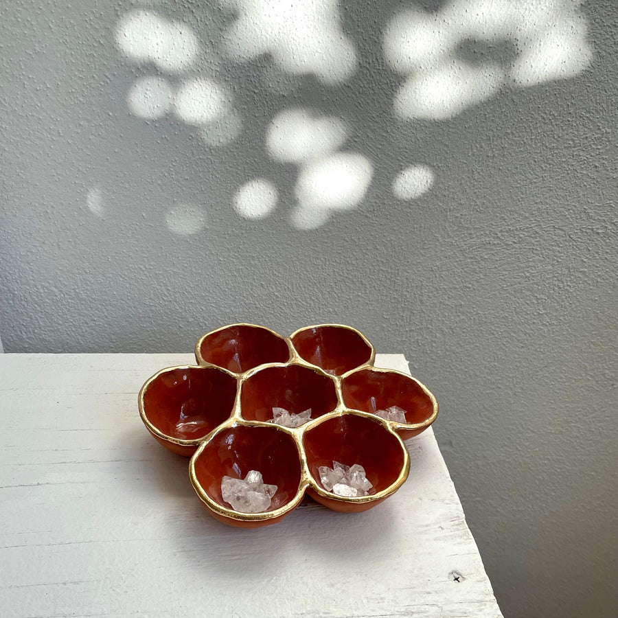 Seven Section Terracotta Dish + Gold