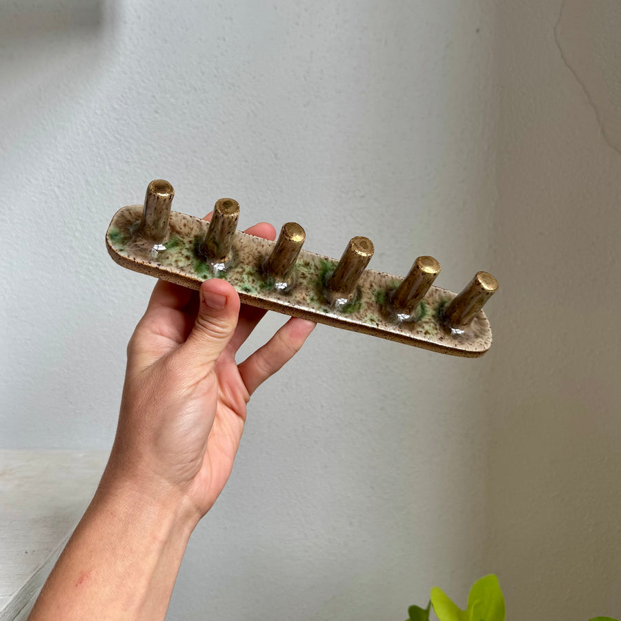 Six Post Ring Holder, Turquoise + Gold