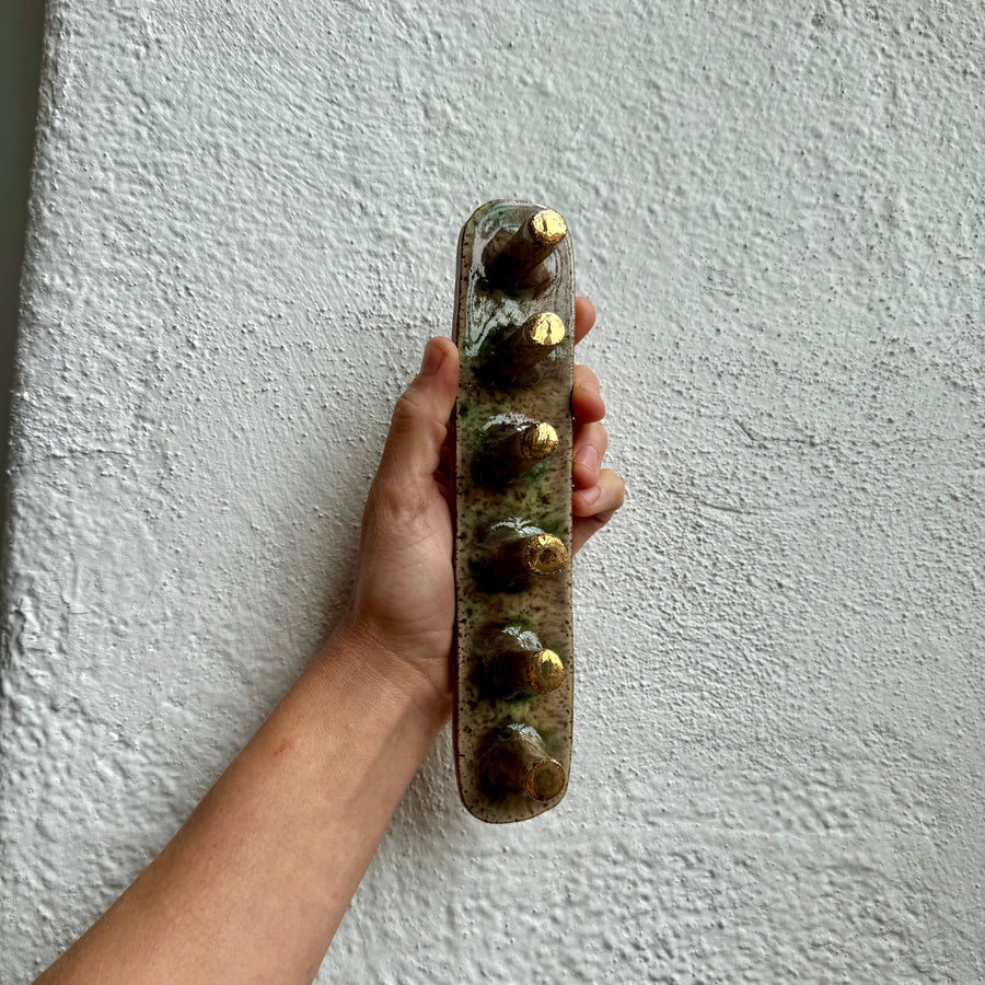 Six Post Ring Holder, Turquoise + Gold