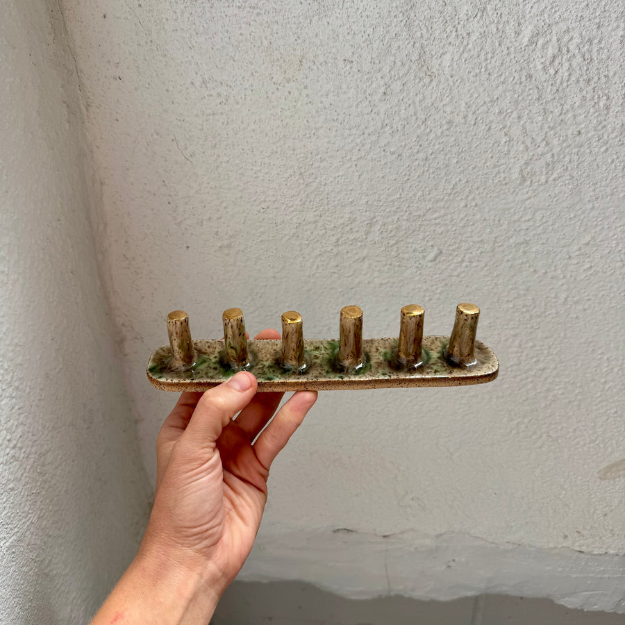 Six Post Ring Holder, Turquoise + Gold