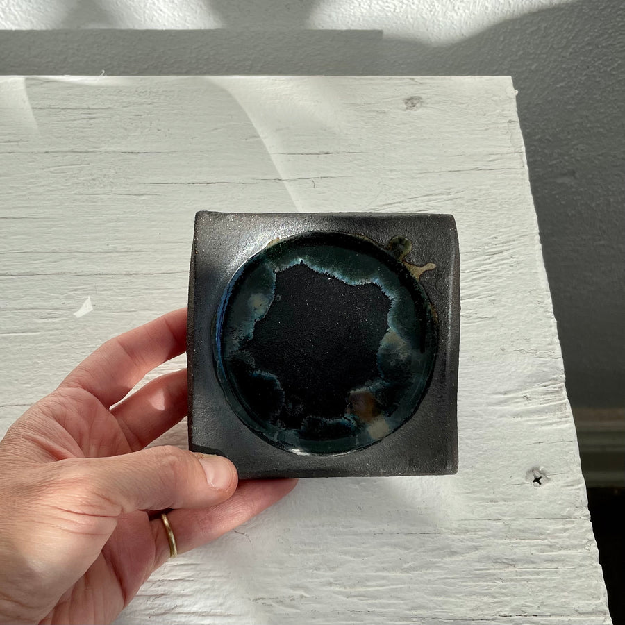 Small Square Plate - Black/Turquoise No. 8