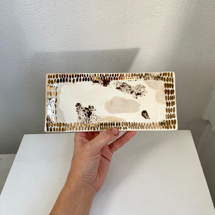 Speckled Neutral + Gold Vanity Tray
