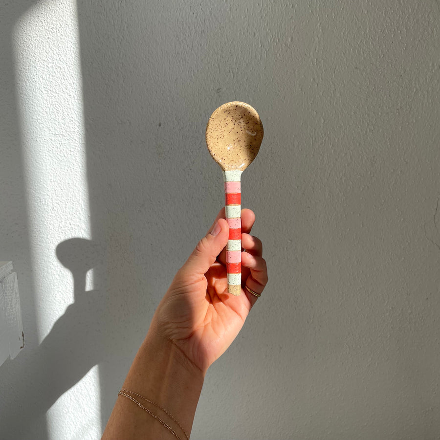 Small Striped Stoneware Spoon