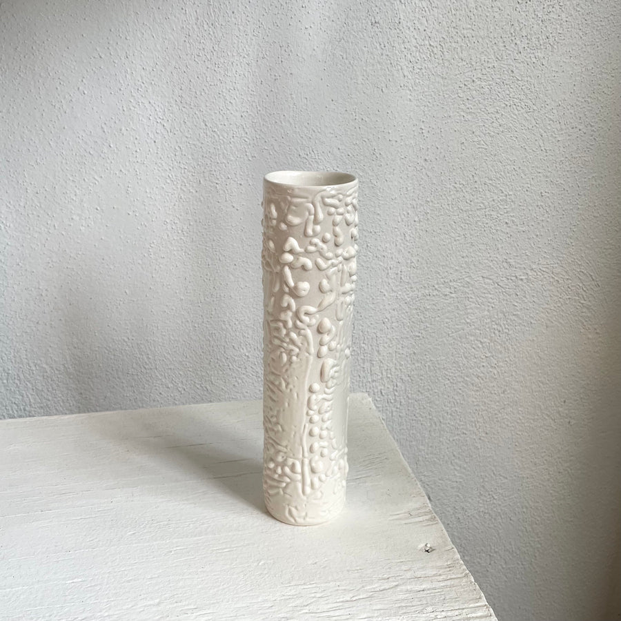 Textured White Cylinder Vase