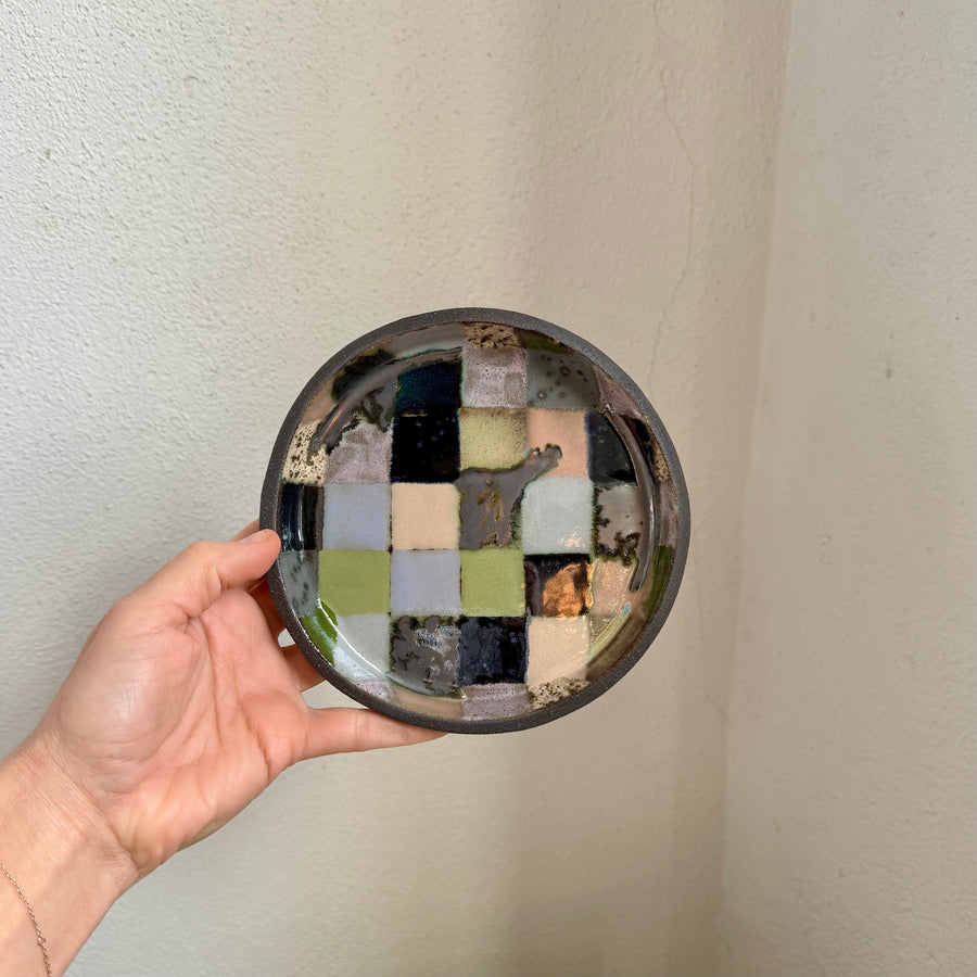 Colorful Check Snack Plate