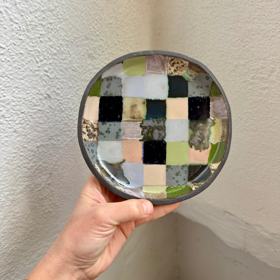 Colorful Check Snack Plate