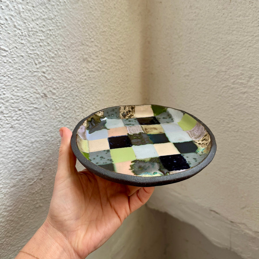 Colorful Check Snack Plate