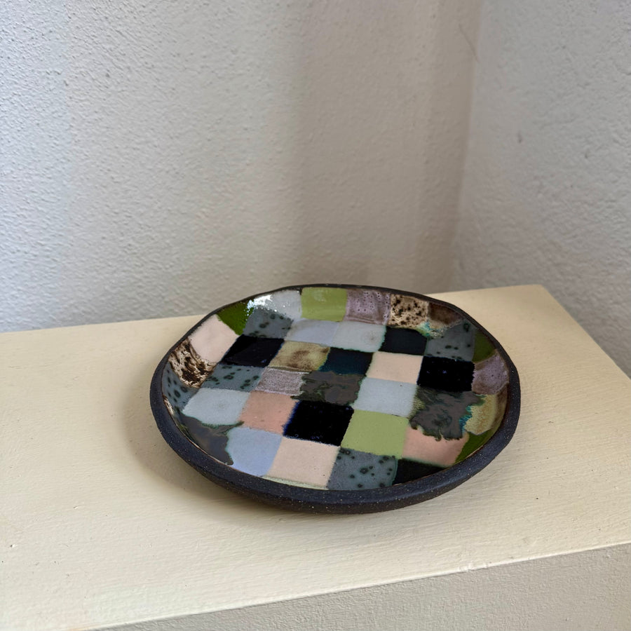 Colorful Check Snack Plate
