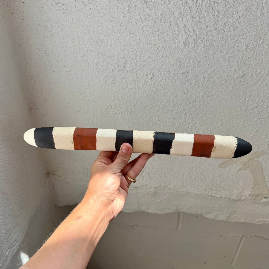 Long Striped Tray with Gold