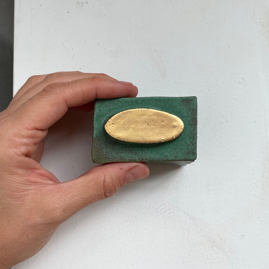 Turquoise Golden Tablet Ceramic Jewelry Box