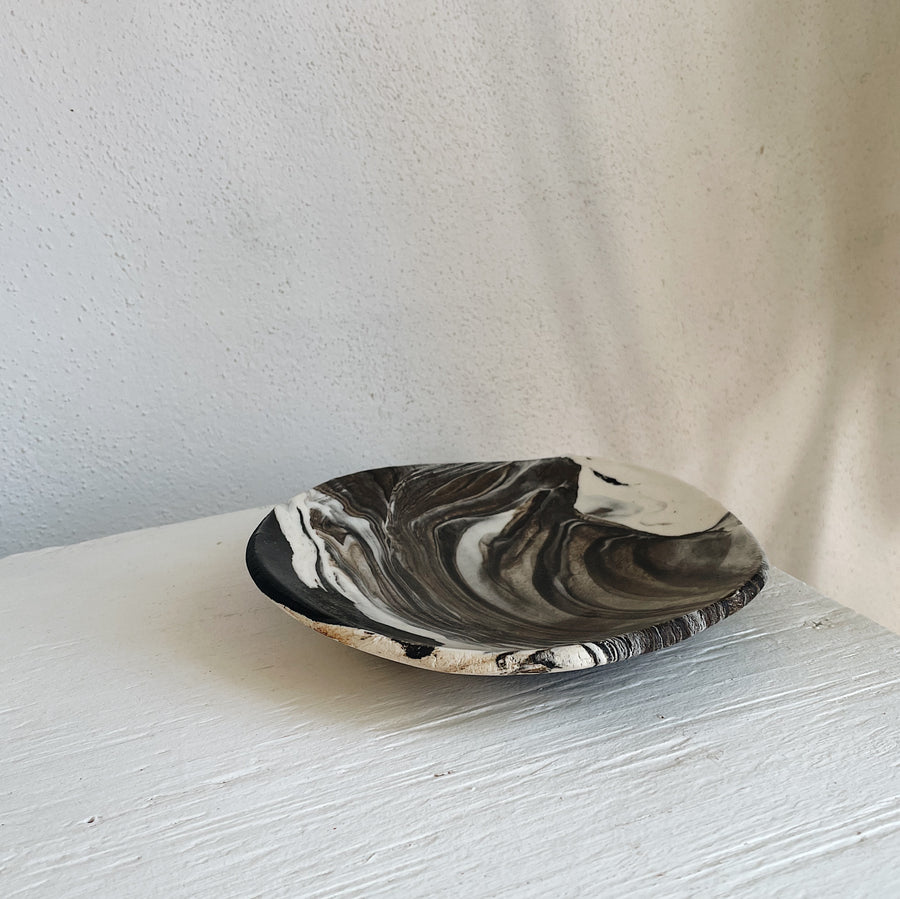 Black + White Marbled Ceramic Plate