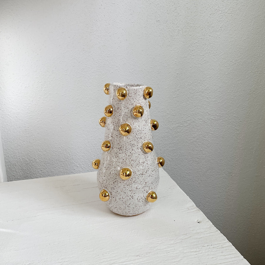 Gold Ball Vase - Speckled Stoneware