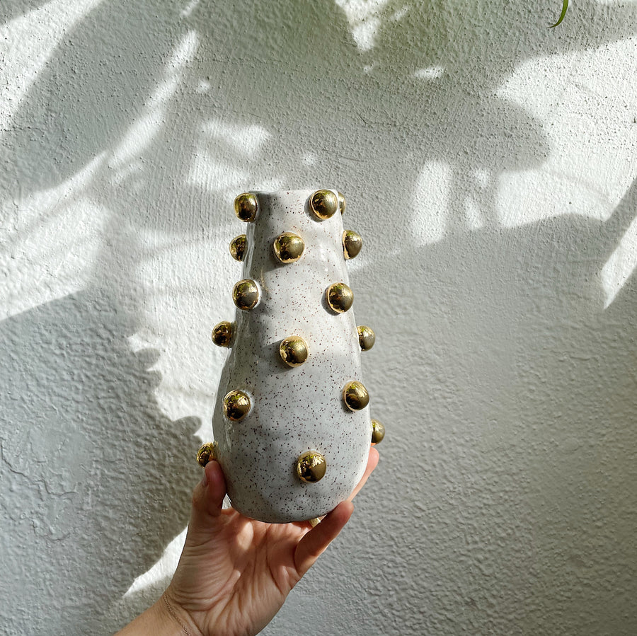 Gold Ball Vase - Speckled Stoneware