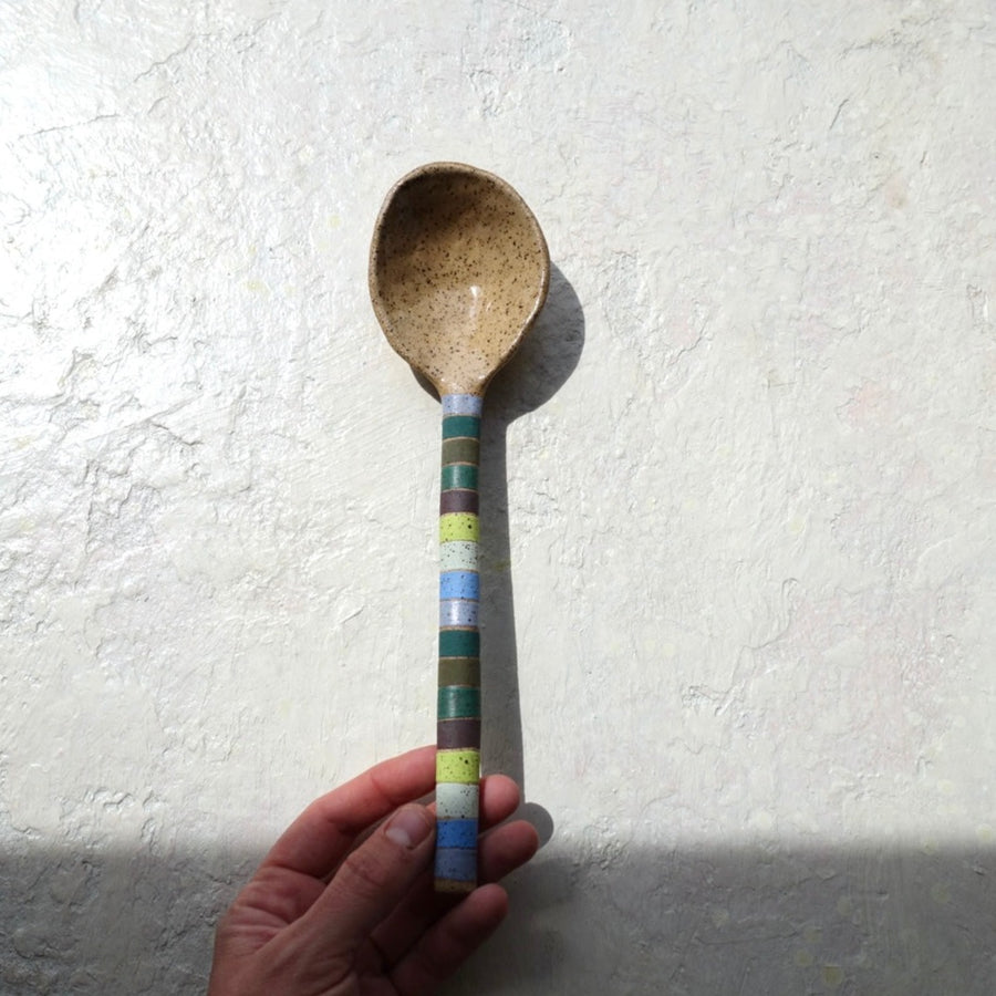 Large Striped Stoneware Spoon