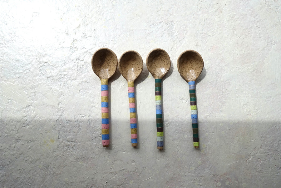 Medium Striped Stoneware Spoon