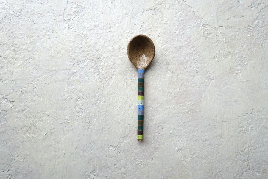 Medium Striped Stoneware Spoon